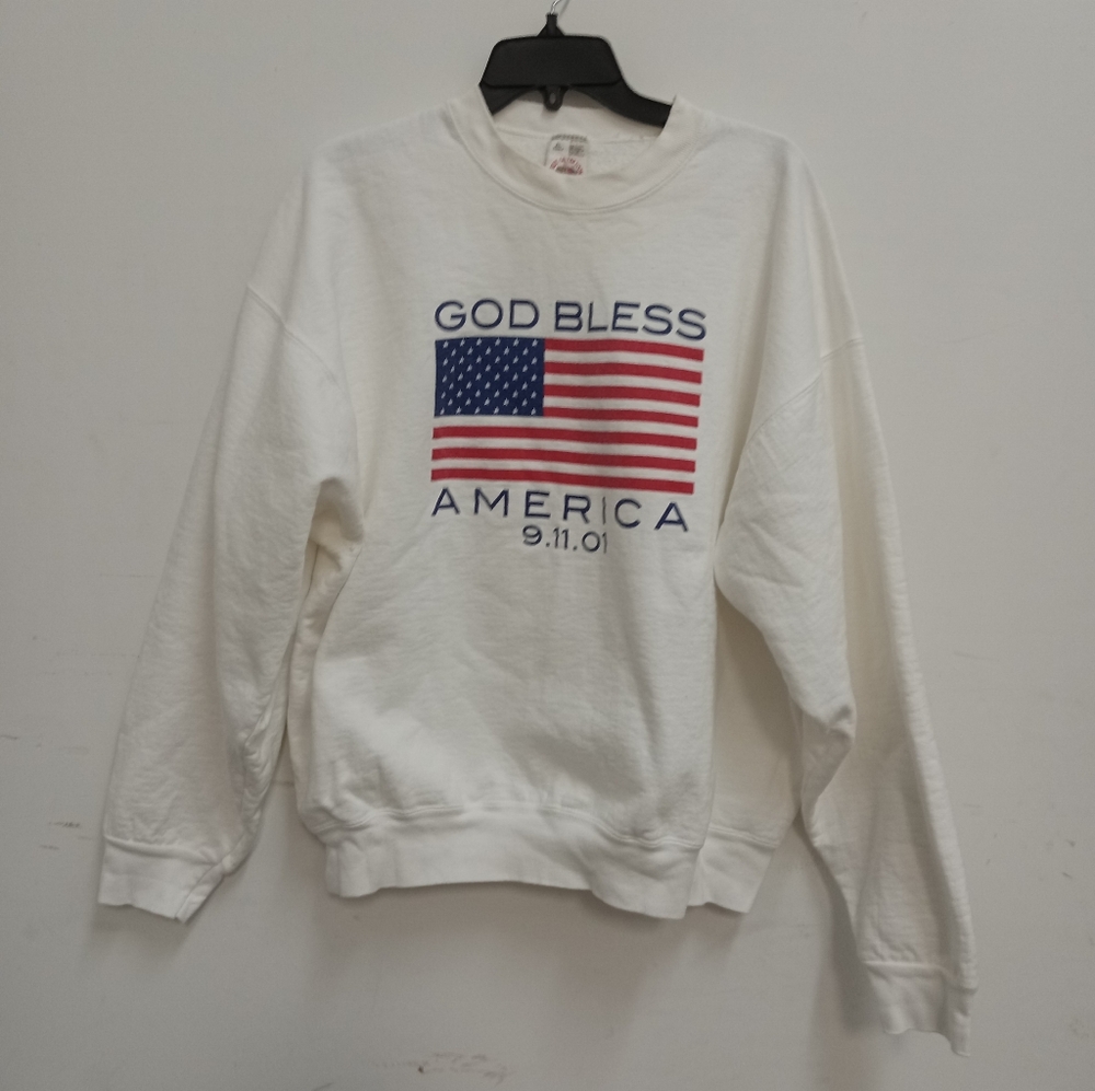 God Bless America White Patriotic Crewneck Sweatshirt